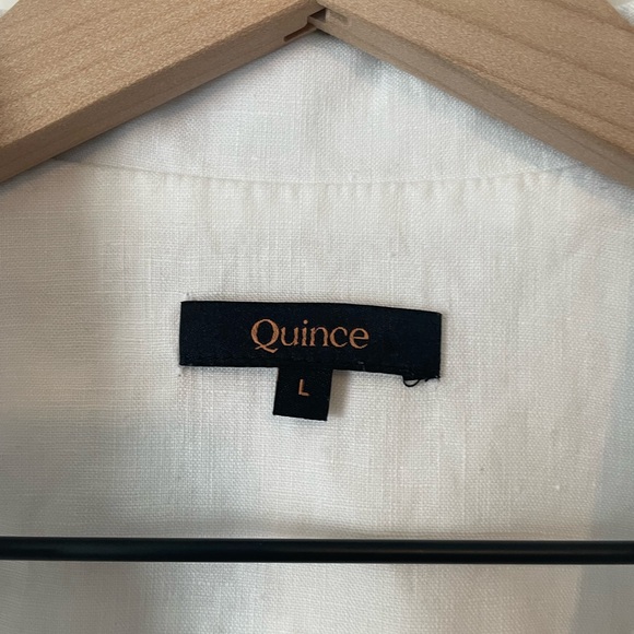 Quince 100% linen size large camp collar short sleeve button up - Picture 4 of 6